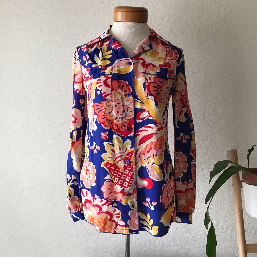 Tory Burch Silk Floral Button Down Blouse